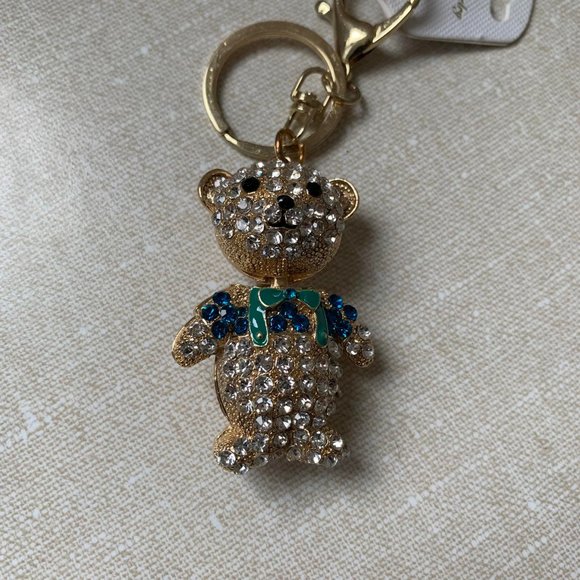 🌷3 for$25🌷Fashion Jewelry, Bejewelled Teddy Bear Keychain, NWT - Picture 2 of 6
